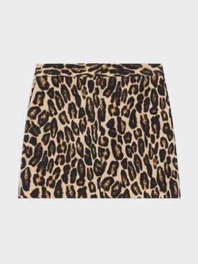 THEORY Leopard Stretch Wool Mini Skirt - Beige Multi - NWT - Size 4